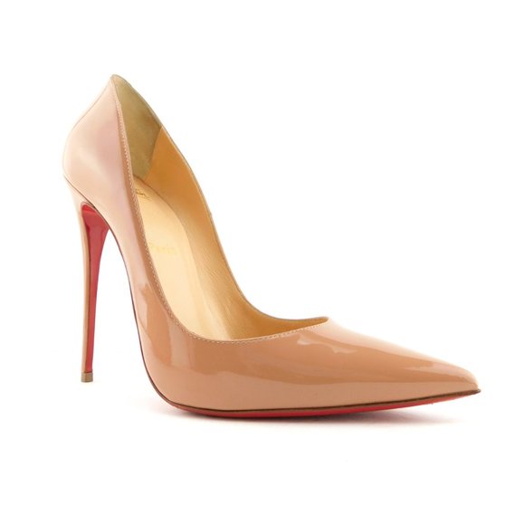 CHRISTIAN LOUBOUTIN Blush Nude Beige Patent Leather Heel Pump 40 - Picture 1 of 8